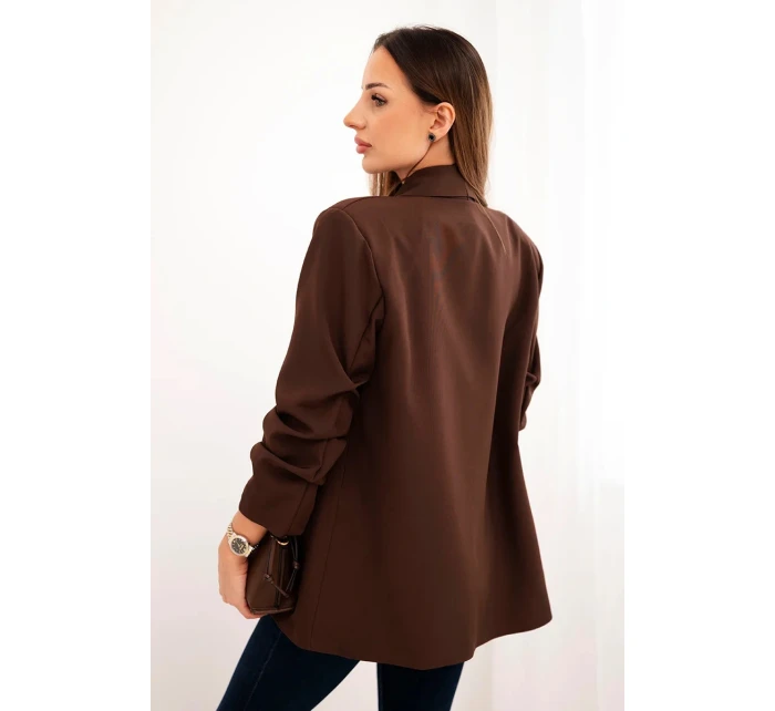 Elegantní sako s klopami hnědé