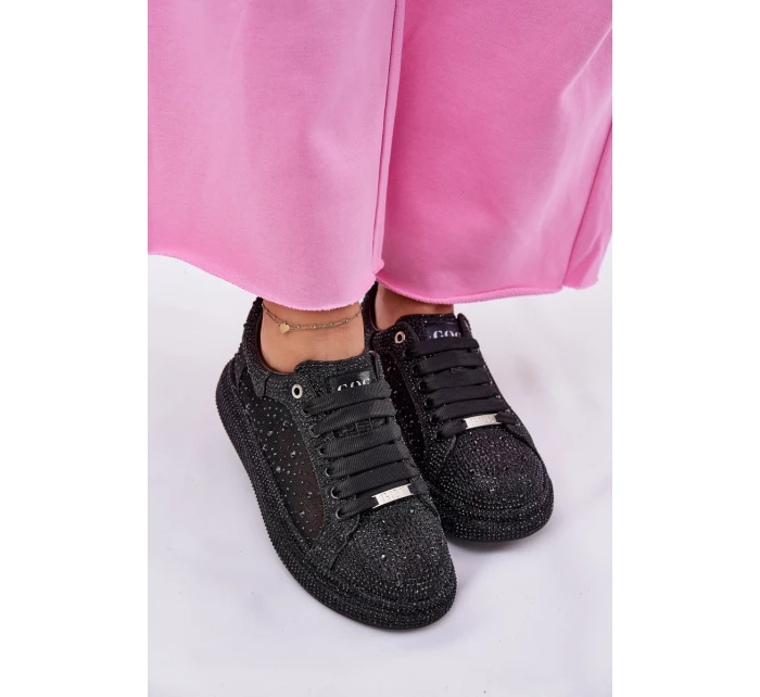 Zdobené tenisky na platformě GOE NN2N4021 černé Zdobené tenisky na platformě GOE NN2N4021 černé