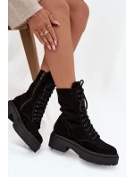 Dámské workery z přírodní semišové kůže vyhřívané model 21712908 Černé - Zazoo