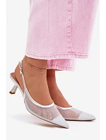 Calora Stříbrné Síťované Sandály Na Úzkém Podpatku Calora Stříbrné Síťované Sandály Na Úzkém Podpatku