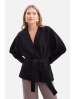 B297 Pletené sako bez límce s otevřenou přední částí - černé B297 Pletené sako bez límce s otevřenou přední částí - černé