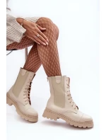 Kožené dámské pracovní boty šněrovací světle béžová Nicole Kožené dámské pracovní boty šněrovací světle béžová Nicole