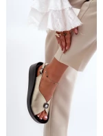 Kožené Dámské Sandály Na Klínech A Platformě S.Barski Gold