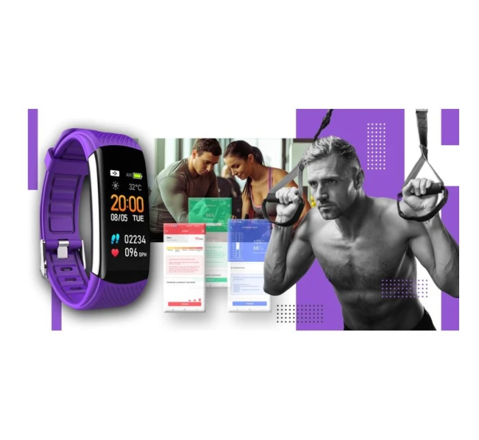 GIEWONT Black and Purple 2 Strap Smartwatch GW200-3