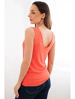 Dámská viskózová halenka bez rukávů s výstřihem do V malinová