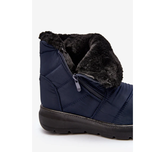 Dámské zimní boty na zip s kožešinou modré model 21644806 - Boto Dámské zimní boty na zip s kožešinou modré model 21644806 - Boto