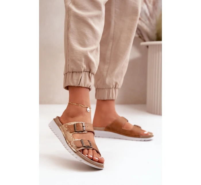 Dámské Pohodlné Sandały S Přezkami Hnědé model 21667972 - Inblu