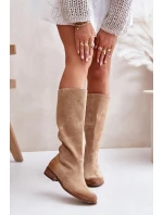 Semišové Kozačky Do  Na Zip Bežové Lewski model 21672644 - Zazoo