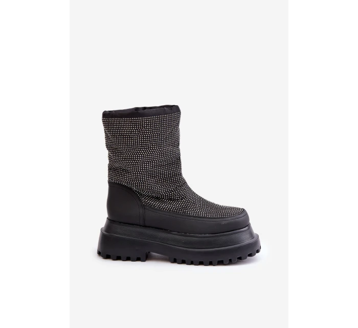 Ozdobené Sněhule Na Platformě A Plochém Podpatku Černé model 21679753 - Boto Ozdobené Sněhule Na Platformě A Plochém Podpatku Černé model 21679753 - Boto