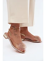 Dámské sandály průhledné s růží D&A MR61-9003 zlaté