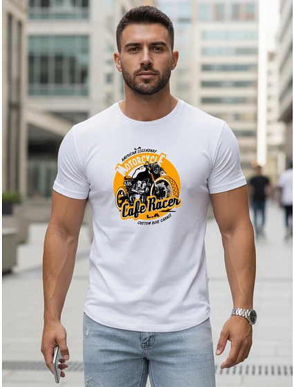Pánské bílé tričko s potiskem FashionStreet NX5095R