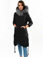 Černá dlouhá zimní bunda s kapucí model 21241716 - Libland Černá dlouhá zimní bunda s kapucí model 21241716 - Libland