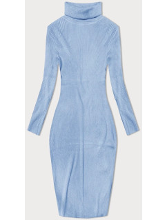 Světle modré tužkové šaty s rolákem (MM98015)
