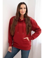 Dámská mikina s kapucí a model 21495001 z bavlny bordová - K-Fashion