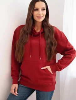 Dámská mikina s kapucí a model 21495001 z bavlny bordová - K-Fashion