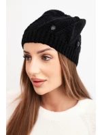 Dámská zimní čepice z vlny s ozdobnými krystaly K461 černá