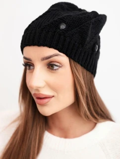 Dámská zimní čepice vlněná s krystaly a vzorem model 21859309 mocca - K-Fashion