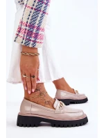 Lakované mokasíny na platformě Béžové model 21611378 - S.Barski