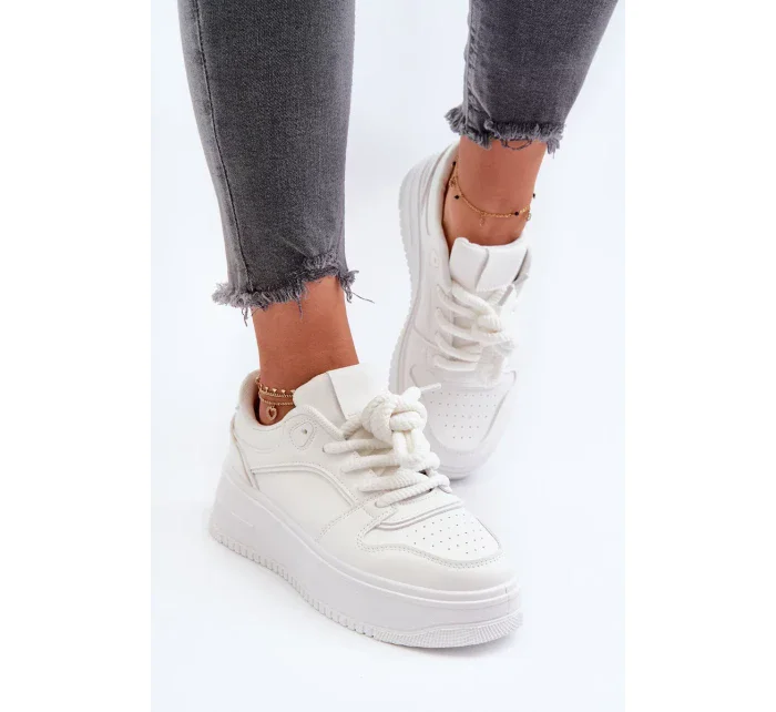 Dámské Tenisky na platformě Eco Leather White Vhisper Dámské Tenisky na platformě Eco Leather White Vhisper