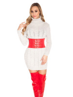 Sexy svetr / šaty s rolákem z kabelové pleteniny
