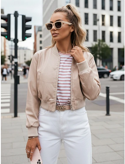 Dámská kožená bunda bomber SANTOL TY4339 béžová - FashionStreet Dámská kožená bunda bomber SANTOL TY4339 béžová - FashionStreet