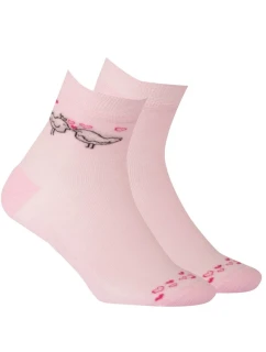 TENKÉ PONOŽKY BARVA 2-6 LET DÍVKY PERLEŤOVĚ RŮŽOVÁ 21-23