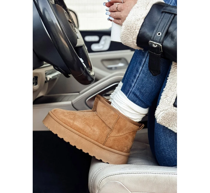 Dámské sněhule na platformě camel BRINETTO FashionStreet ZY0549