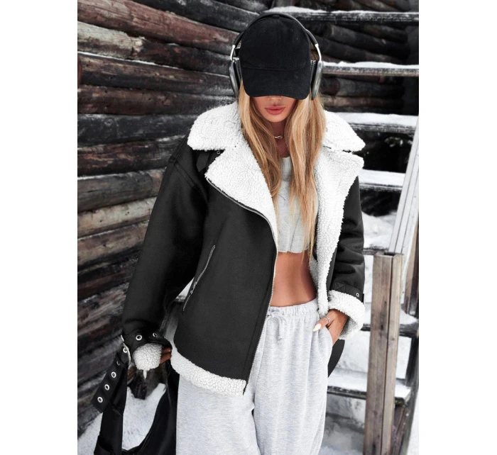 Dámská bunda ramones s ovčí kůží černá model 21994606 - Dstreet