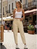 Dámské džíny mom fit s páskem high rise světle žluté FashionStreet UY2988