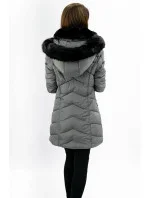 Šedá dámská prošívaná zimní bunda s kapucí (w732) Šedá dámská prošívaná zimní bunda s kapucí (w732)