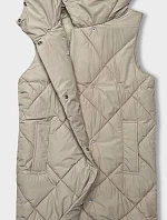 Dámská dlouhá vesta oversize světle béžová (5M3165-62)