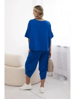 Bavlněný komplet halenka + kalhoty chrpově modrá Bavlněný komplet halenka + kalhoty chrpově modrá
