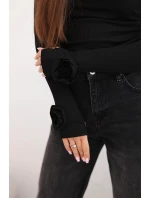 Hedvábná dámská blůza s nabíráním po straně černá