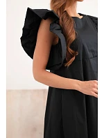 Dámské bavlněné šaty s model 22170751 rukávem černá - K-Fashion