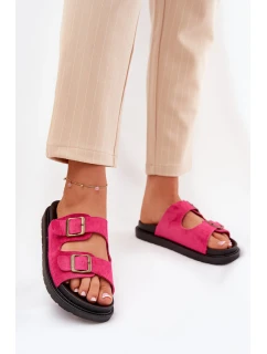 Dámské Pantofle Na Platformě S Přezkami Fuchsie model 21688697 - Boto