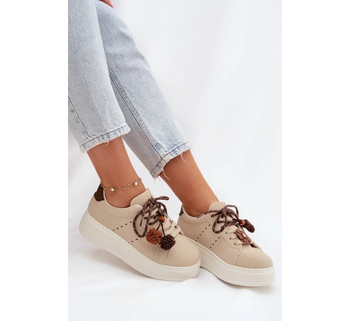 Dámské tenisky na platformě s ozdobnými béžové model 21919545 - Boto