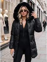 Dámská zimní prošívaná bunda s kapucí, černá, FashionStreet TY5738 Dámská zimní prošívaná bunda s kapucí, černá, FashionStreet TY5738