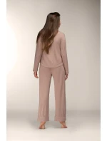 Pyžamo Mademoiselle Sommeil CC0153 Mocca Ease long/r S-XL pruhované