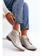 Zazoo 2871 Dámské Botky Šněrovací Stříbrné