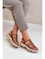 Kožené Dámské Sandály Zazoo model 21682178 Camel - Boto Kožené Dámské Sandály Zazoo model 21682178 Camel - Boto