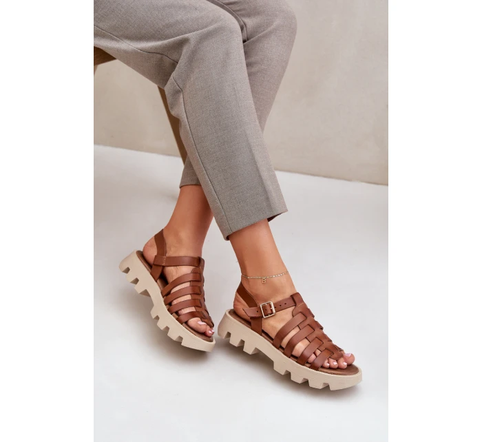 Kožené Dámské Sandály Zazoo model 21682178 Camel - Boto Kožené Dámské Sandály Zazoo model 21682178 Camel - Boto