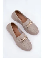 Dámské Kožené Mokasíny se Zlatým Detalem  model 21691940 - VINCEZA