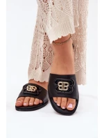 Ploché Dámské Pantofle S Dekorativním Detalem Černé model 21699571 - Boto Ploché Dámské Pantofle S Dekorativním Detalem Černé model 21699571 - Boto