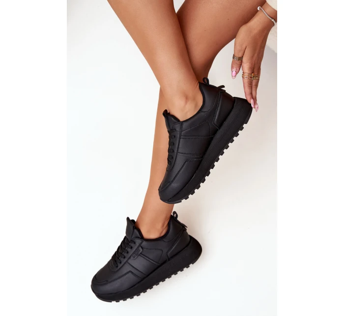 Dámské Kožené Tenisky Na Platformě Big Star OO274573 Hi-Poly System Černé Dámské Kožené Tenisky Na Platformě Big Star OO274573 Hi-Poly System Černé