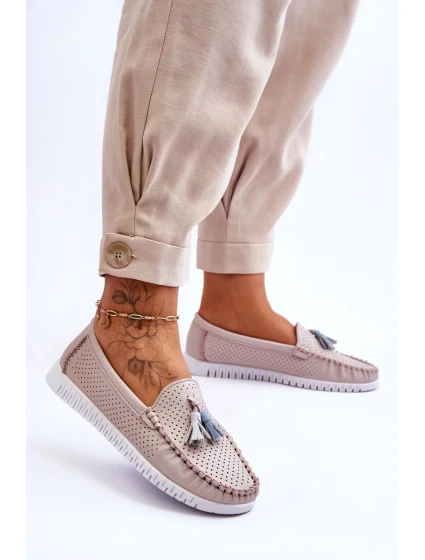 Dámské prolamované kožené mokasíny Světle růžové Lanzarot Dámské prolamované kožené mokasíny Světle růžové Lanzarot