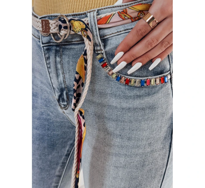 TRENDIFIX dámské úzké džínové kalhoty s páskem modré FashionStreet UY2481