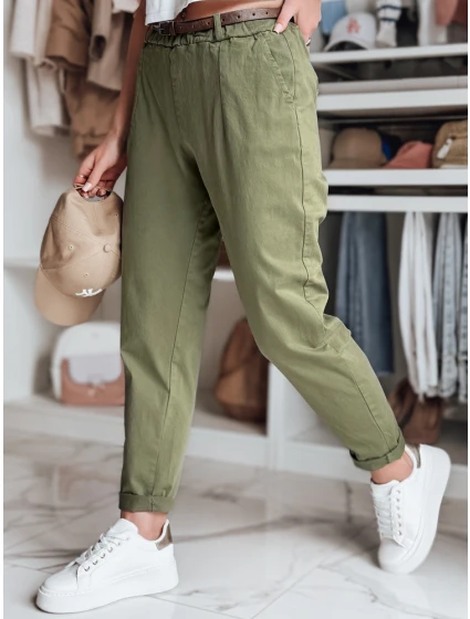 Dámské kalhoty chinos s páskem RELCIX khaki FashionStreet UY2582