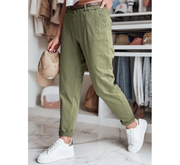 Dámské kalhoty chinos s páskem RELCIX khaki FashionStreet UY2582