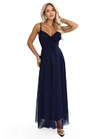maxi šaty na ramínka s výstřihem do V – tmavě modré model 22269162 - numoco basic