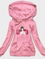 Dámská sportovní mikina ve špinavě růžové barvě s kapucí (N4596)